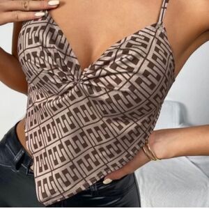 satin silk Crisscross Tie Back handkerchief designer replica silky Cami crop Top